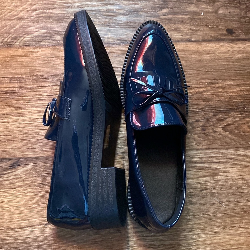 Bow Decor Fringe Trim Flat Loafers Size 9.5